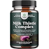 Liver Support Milk Thistle Supplement for Liver Cleanse Detox & Repair - Advanced Milk Thistle and Dandelion Root Supplement with Artichoke Extract - Dandelion Capsules for Detox - 60 Ct