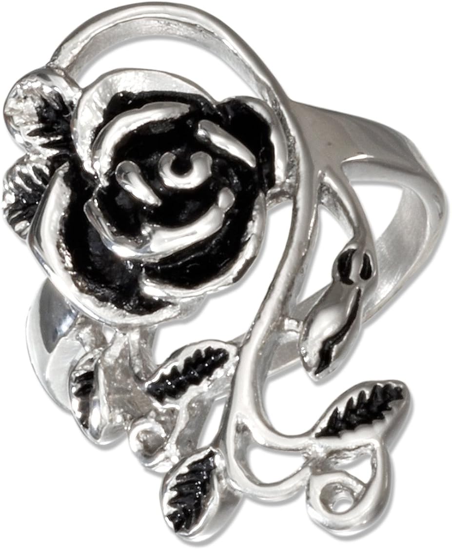 Stainless Steel Rose Ring (size 10) Amazon.co.uk Jewellery