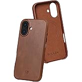 Wilken Leather Slim Phone Case Compatible with iPhone 17 | Compatible with MagSafe & Wireless Charging | Premium Top-Grain Leather Cover with Metal Buttons (17, Brown)