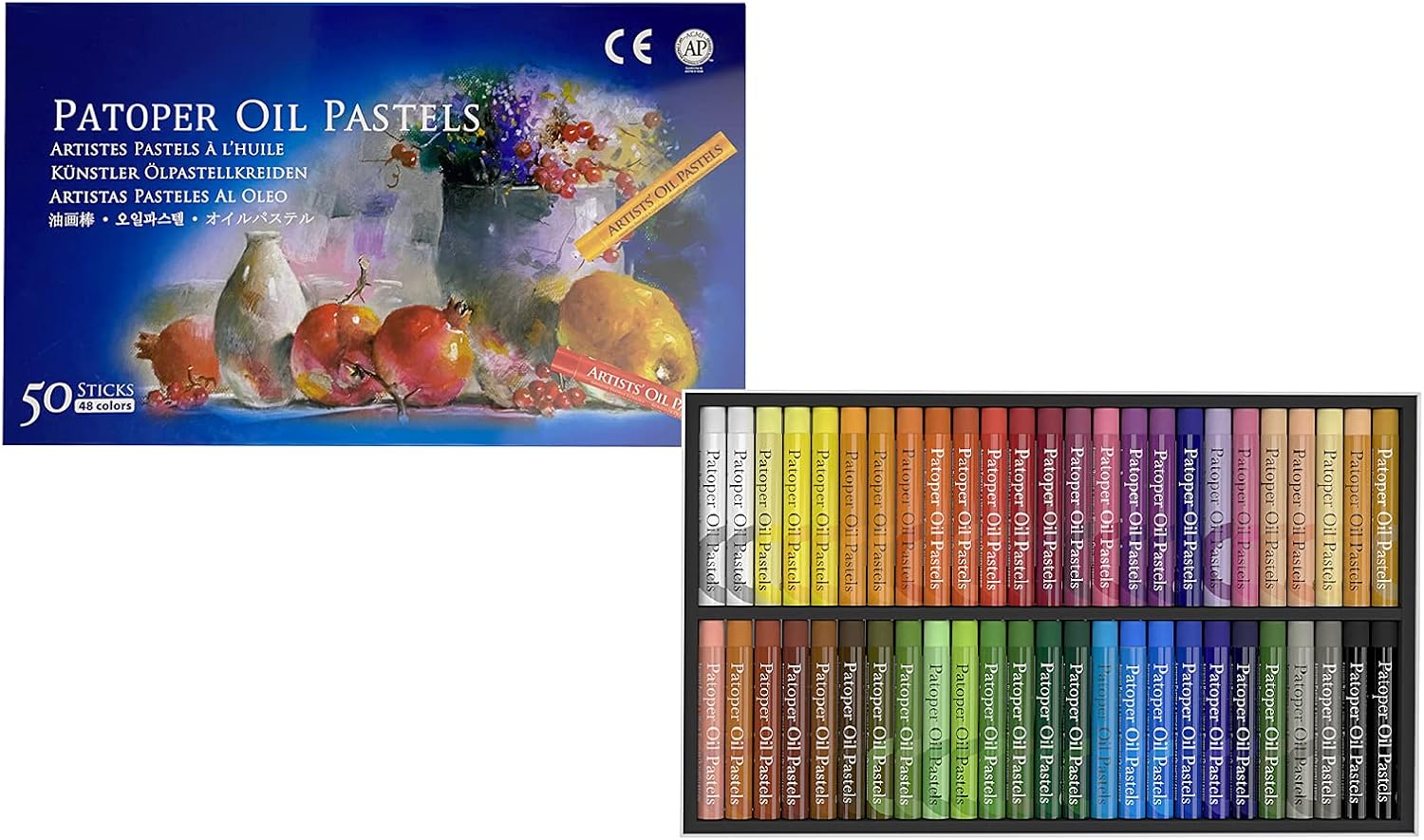 Soft Oil Pastels Set, Artist Drawing Pastel Painting Art Crayons Sticks Round Crayons Sticks Non Toxic Art Supplies for Kid Adults Student Beginner Colouring 50 Colors : Office Products