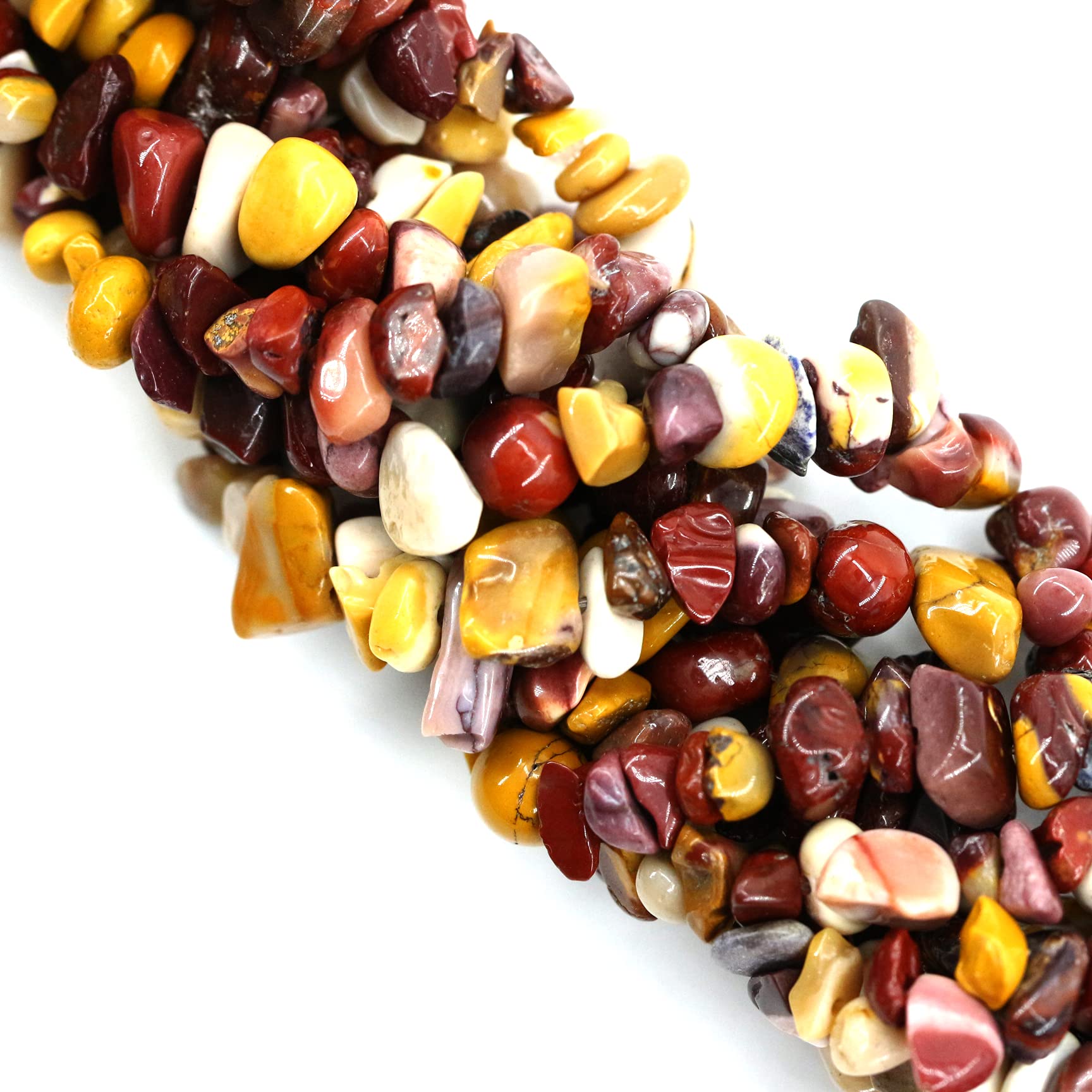 260pcs Natural Mookaite Jasper Crystal Beads Chips 5mm to 8mm Irregular Gemstone Beads with Holes DIY for Bracelet Necklace Earrings Jewellery Making Craft 32 inch