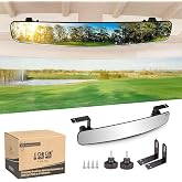 10L0L Universal Adjustable Golf Cart Panoramic Rear View Mirror, Rotatable 270 Rotation 16.5" Wide Angle Full Rearview Golf Cart Mirror for EZ Go, Club Car, Yamaha
