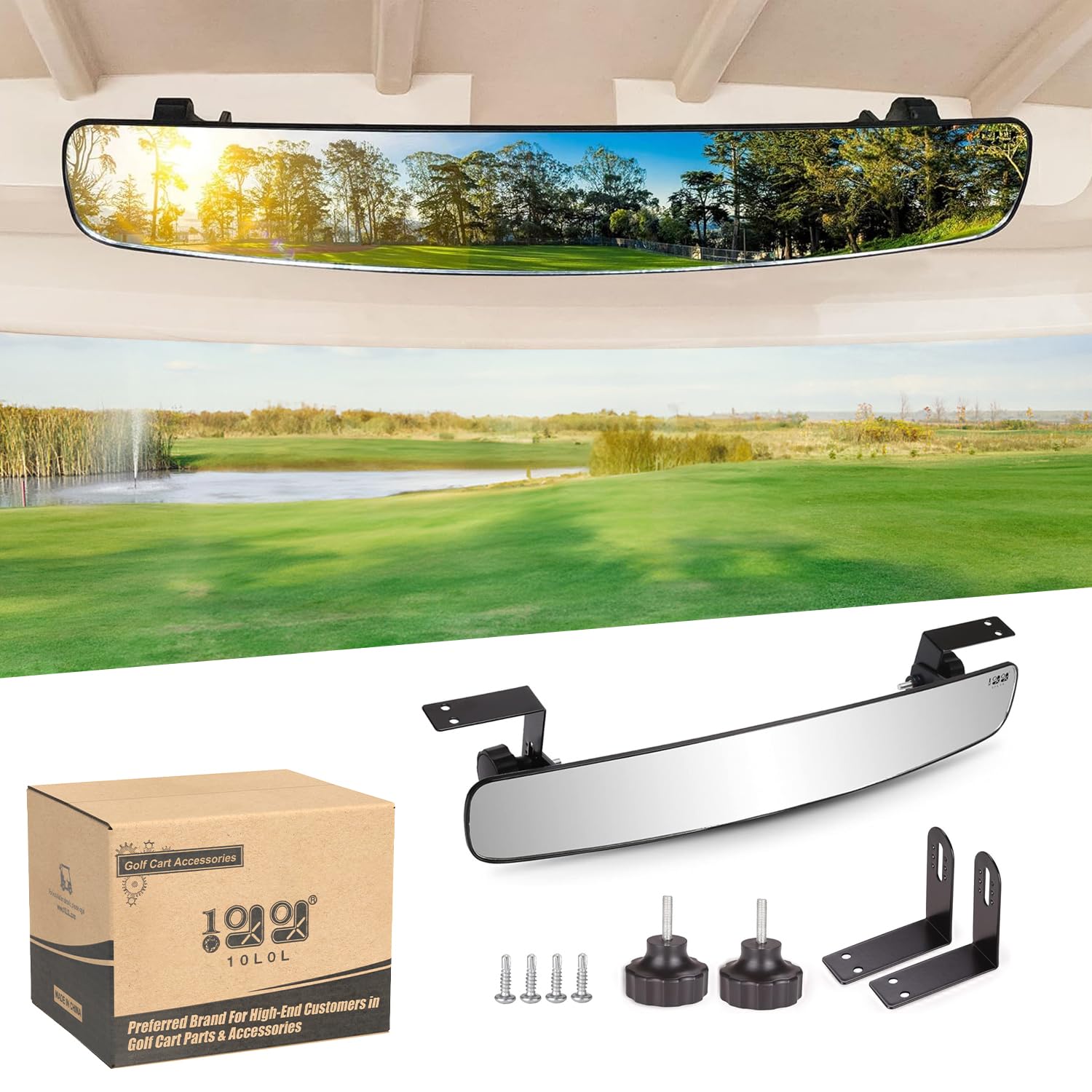 Photo 1 of 10L0L Golf Cart Rear View Mirror - Universal Golf Cart Mirrors"16.5" Extra Wide 180 Degree Panoramic Rear View Mirror for Yamaha EZGO Club Car