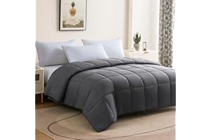 STWIENER 100% Viscose Made from Bamboo Comforter,Soft Lightweight Cal King Size Summer Cooling Comforter Down Alternative Duvet Insert ，8 Corner Tabs, Breathable Comforter for Hot Sleepers（Grey-Summer，104x96）