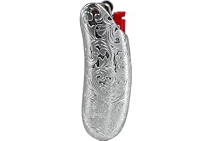 HUMWE Vintage Metal Lighter Case Sleeve Cover Holder with Hollow Pattern Design for BIC Full Size Lighter Type J6