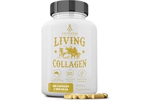 Ancestral Supplements Grass Fed Beef Living Collagen Nutritional Powder Supplement, 3000mg, Promotes Healthier, Younger Looking Skin, Hair, Nails and Joints, Type II, 180 Capsules