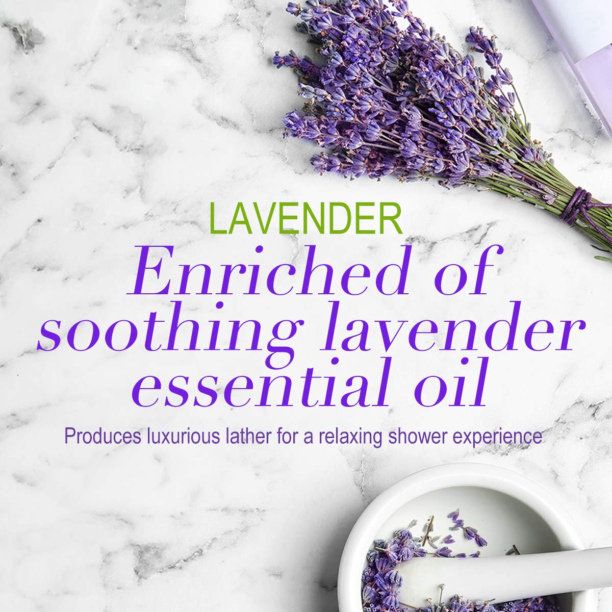 Luseta Lavender and Collagen Body Wash 33.8oz, Lightly Scented Daily Moisturizing Body Cleanser to Soothe & Relax