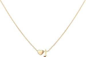 Glimmerst Initial Heart Necklace,18K Gold Plated Stainless Steel Tiny Heart Letter Necklace Personalized Monogram Name Necklace for Women