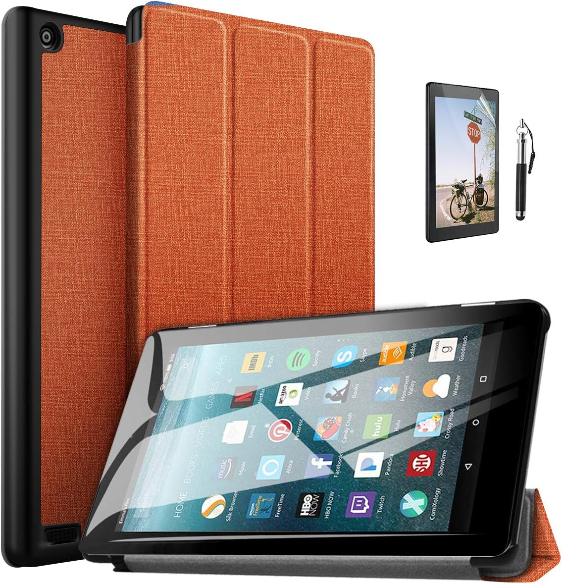 Amazon Amazon Fire 7 2017/2019 ケース タブレット 2019 第7/9世代 全面保護型 薄型 軽量 三つ折り