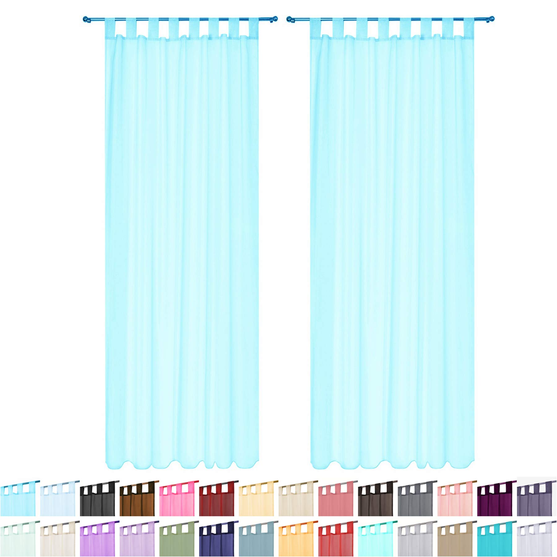Megachest sheer Voile Tab Top Curtain(angel blue, 56" wideX54 drop(W142cmXH137cm))