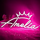 ATTNEON Large Amelia Name Neon Sign for Wall Decor,LED Name Amelia Neon Light for Kids Bedroom,Birthday Party Decor,Neon Sign Customizable for Girl,Birthday Name Deocr,Size 16.1 * 8.5 inch(JTD051)