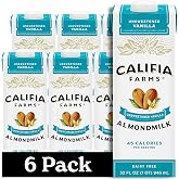 Califia Farms - Unsweetened Vanilla Almond Milk, 32 Oz (Pack of 6), Dairy Free, Vegan, Plant Based, Keto, Shelf Stable, Vegan, Gluten Free, Non GMO, Sugar Free, High Calcium, Smoothie