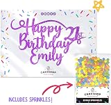 Cakeshop Personalised Happy Birthday Glitter Cake Topper Purple Name & Age view 2