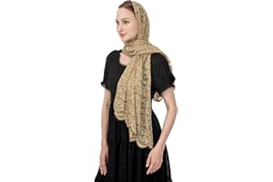 Wgior Rectangular Chapel Veil Scarf Catholic Church Veils Mantilla Wrap Shawl Mass Head Covering