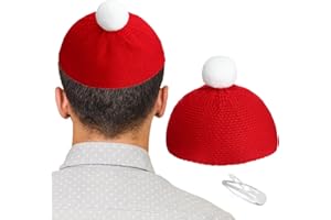 Silicherry Jewish Santa Hat Christmas Yarmulke Kippah with Clips Yamaka Cap Hanukkah Gift for Men Jew Xmas Costumes