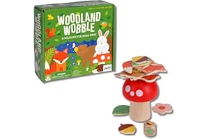 Petit Collage: Woodland Wobble | Wooden Stacking Game for Kids | Roll The Die and Stack The Objects on The Mushroom | Don't let The Tower Fall!| Great for Ages 4+