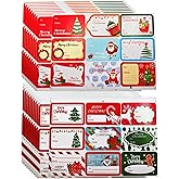 RIKWOG Christmas Gift Tags Sticker, 180Pcs Self Adhesive Christmas Labels Stickers Xmas Name Tag Holiday Stickers for Present Decorations Wrapping Paper DIY Xmas Gift