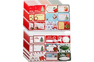 RIKWOG Christmas Gift Tags Sticker, 180Pcs Self Adhesive Christmas Labels Stickers Xmas Name Tag Holiday Stickers for Present Decorations Wrapping Paper DIY Xmas Gift