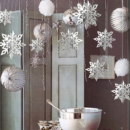 Amazon Com 24pcs Snowflake Christmas Hanging Party Decor Supplies