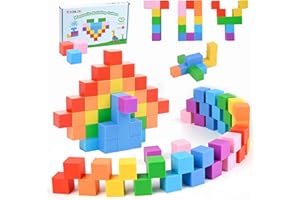 TOKBLOK Magnetic Blocks, 40PCS Rainbow Magnetic Building Blocks for Kids Ages 3 4 5 6 Year Old, Autism Montessori Sensory Mag