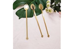 XIAOYUE 20PCS Monstera Leaf Stir Sticks, Acrylic Tropical Leaf Swizzle Sticks, Drink Stirrers, Laser Cut Wedding Decor Drink Stirrers Swizzle Sticks (Gold Mirror)