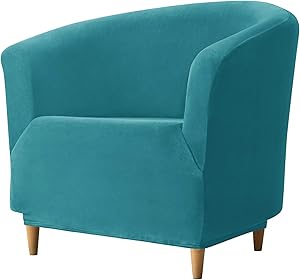 REECOTEX Velvet Club Chair Slipcover, Soft Stretch Tub Chair Cover for Living Room and Bedroom, Washable and Removable Armchair Protector, Furniture Protector for Home Decor,Turquoise