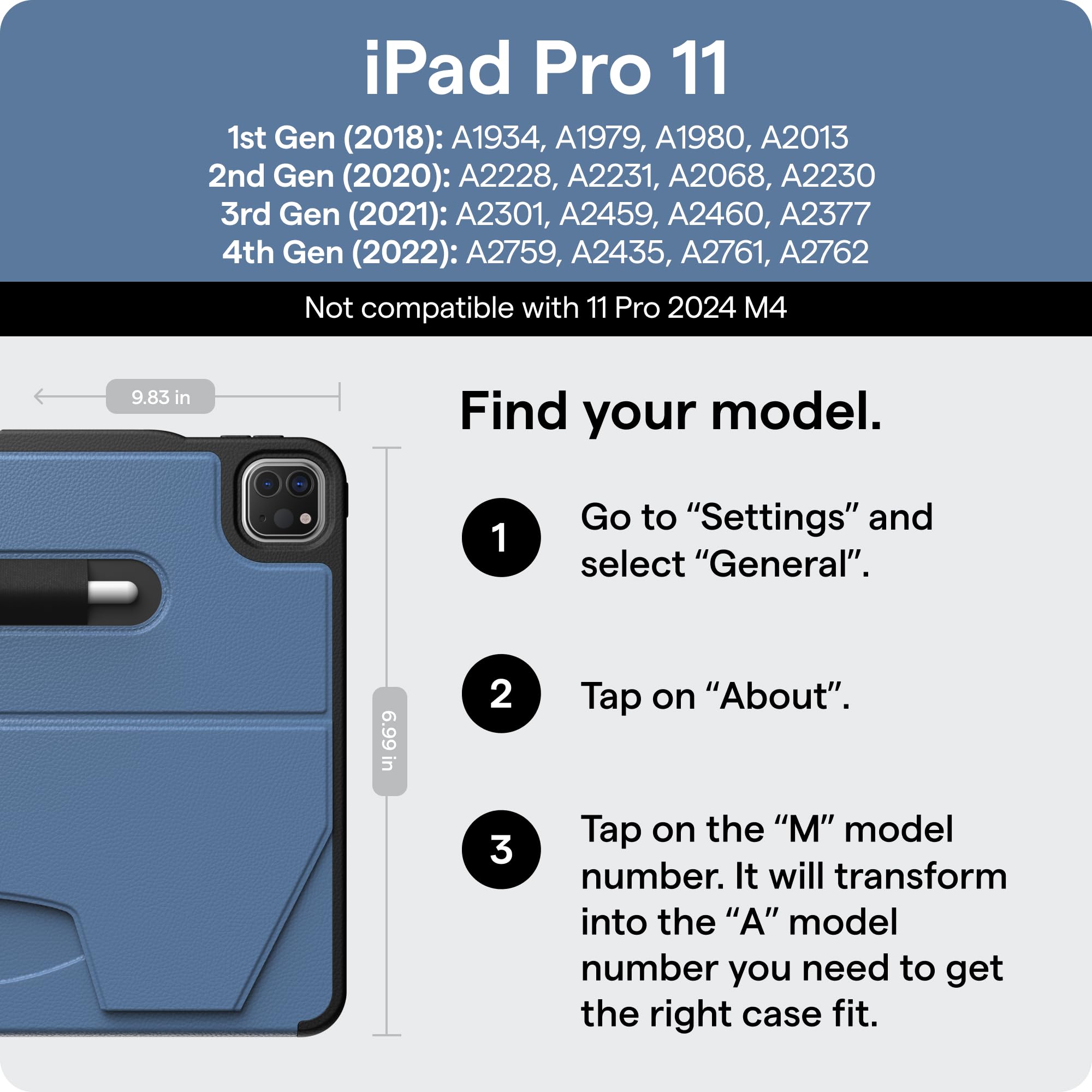 ZUGU CASE iPad Pro 11 Inch Case, 1st/2nd/3rd/4th Generation 2018/2020/2021/2022, Slim Protective Cover, Wireless Apple Pencil Charging, Convenient Magnetic Stand. Sleep/Wake Cover, Stealth Black