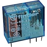 FINDER 40.52.9.024.0000 24 VDC Coil, 250 VAC, 40 Series, 8 AMP, 900 OHM, DPDT Contact, Power Relay, Through Hole MOUNTING
