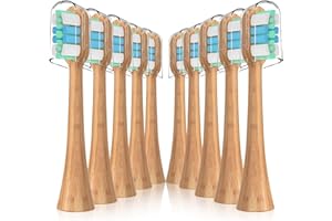 Bamboo Toothbrush Heads， Compatible For Philips Sonicare Snap-on Electric
