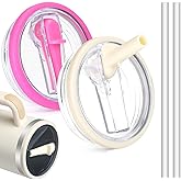 QDXMD 2 Pack 40 oz Tumbler Flip Straw Lid Replacement Compatible for Stanley Quencher, Leak Proof Lid Replacement for 40 oz/64 oz Stanley Quencher H2.0 and ProTour 40oz/64oz Tumbler(Beige & Rose Red)