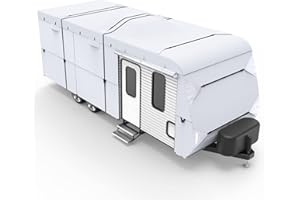 XGEAR 210D Upgraded Travel Trailer Cover RV Cover Fits 18'-20' RV with 4 Tire Covers Ripstop Diamond Camper Cover
