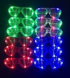 M.best Unisex Flashing Plastic Glow LED Light Up Shades Show Toy Glasses Party Favors Supplies Set of 12