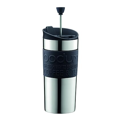 Bodum TRAVEL PRESS Kaffeebereiter (French Press System, Doppelwandig, 0,35 liters) schwarz