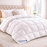 Continental Bedding Serenity Hungarian White Goose Down Comforter 700 Fill Power All Season Medium Weight Baffle Box Construction 100% Cotton Shell Made in USA King Size 102 x 86 Inches