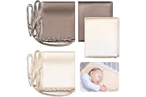 Hosuly 2 Pcs Satin Bassinet Sheet Baby Hair Soft Silk Feeling Sheet Baby Bassinet for Rectangle Cradle Pad Mattress Boys Girls Newborn Infant(Coffee, Khaki)