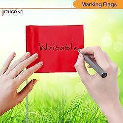 100Pack Red Marking Flags, JIZHGRAD 16x4x5 Inch