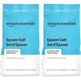 Amazon Basics Epsom Salt Soak, Unscented, Magnesium Sulfate USP, Muscle and Feet Relaxation, Resealable Bag, 3 Pound (Pack of 2)
