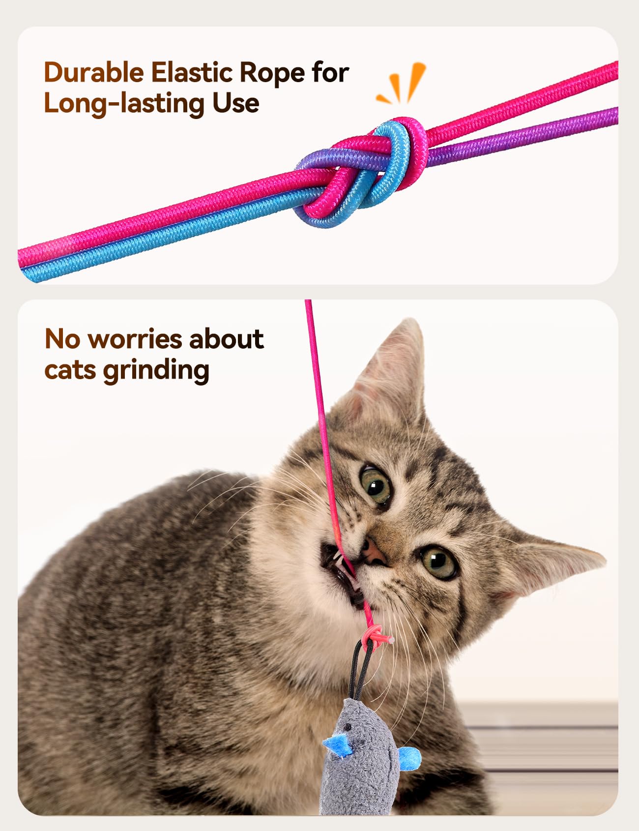 FEELNEEDY Katzenspielzeug Elektrisch mit LED Red Light Spielzeug für Katzen, Cat Toy Hängendes Automatisch Einziehbares Interaktives Spielzeug Teaser Selbstspiel Federspielzeug (Weiß) 4