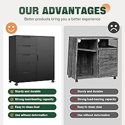 Letaya 5 Drawer Storage Cabinet, Mobile Printer