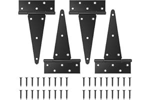 DURIGID 4 Pack 10 Inch Hinges Heavy Duty Gate Door Hinges for Wood, Vinyl and Metal Gates, T Strap Gate Hinges Used for Medium Sized Doors, Boxes, Providing a Good Balance Between Strength and Size