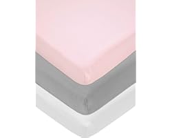 American Baby Company 15" x 33" Fitted Bassinet Sheet, 100% Natural Cotton Jersey Knit, Pink/Gray/White, Soft Breathable, for