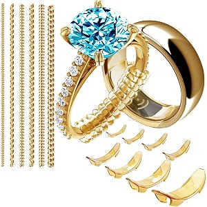 Kueroami Ring Sizers for Loose Rings, 14 PCS 2-In-1 Tightener Kit with Spiral Coil & Spacer Adjuster for 1–9.5 mm Engagement