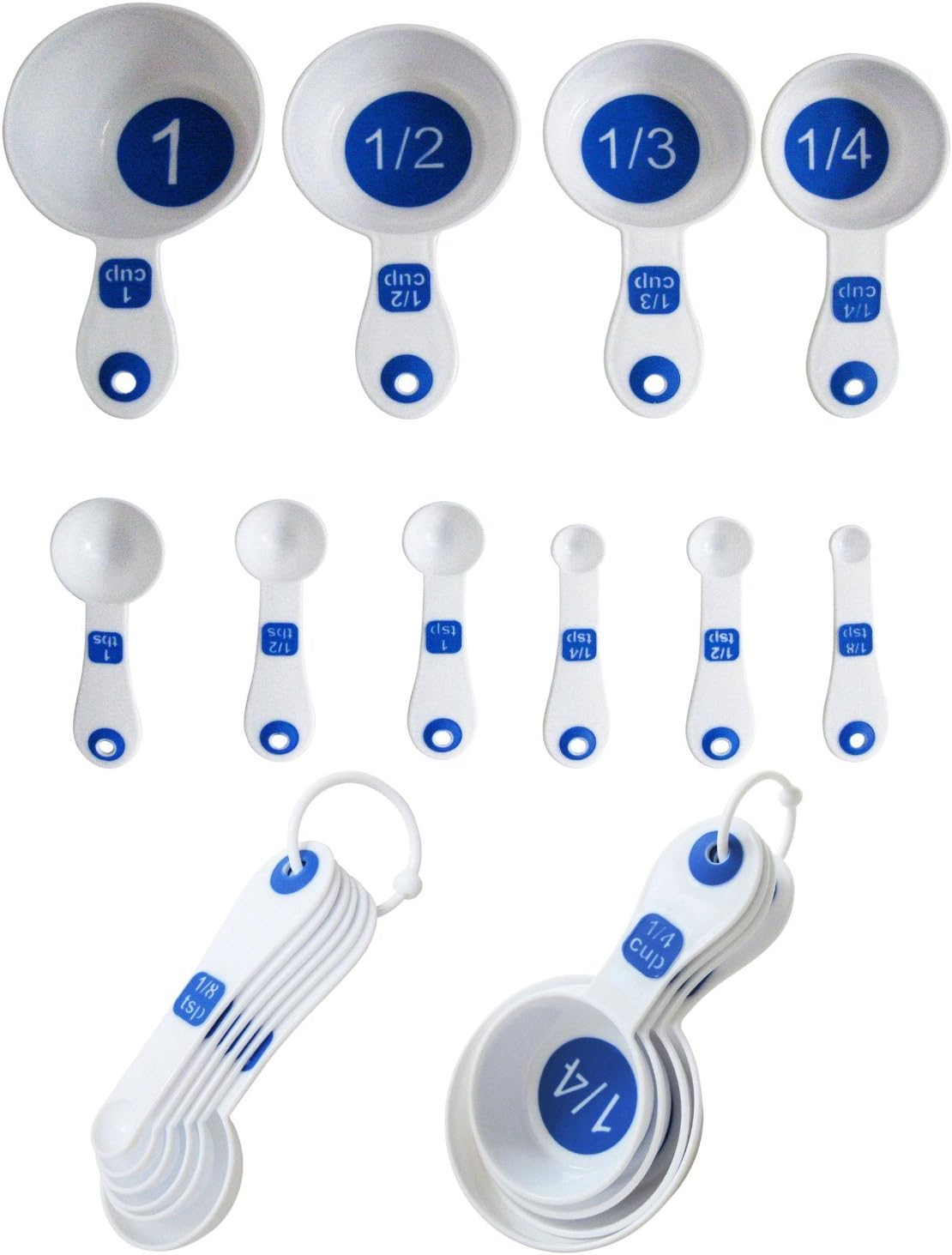 Set Of 10 Piece Measuring Spoons And Measuring Cups White Blue By Ccraft Amazon Co Uk Kitchen Home