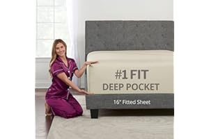 DEALUXE Kids Twin XL Fitted Sheet – REAL [16-Inch] Extra Deep Pocket Twin XL Fitted Sheet Only – PERFECTLY–FIT Fitted Sheet for 14”–18” Deep Mattress – Best Fit Extra Long Fitted Sheet – Beige Light Cream