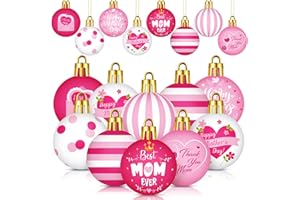 Civaner 40 Pcs 1.97'' Happy Mother's Day Father's Day Balls Ornaments for Tree Best Mom Dad Ever Hanging Balls Decorations Mom Dad Birthday Gifts Party Decorations Supplies(Mother)