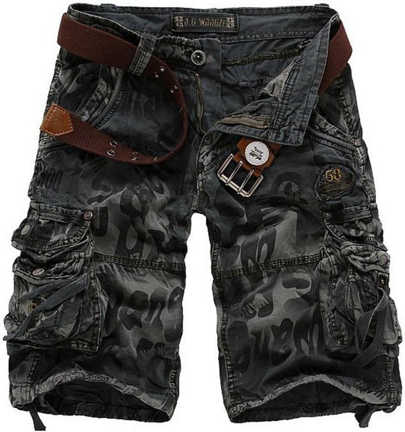 SHDIBA Mens Cotton Camoflage Cargo Shorts Military-style Casual Shorts with Multi Pocket