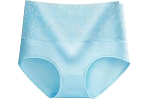 High-Waisted Briefs for Women Tummy Control Floral Lace Underwear Women's Cotton Full Coverage Panties for Daily