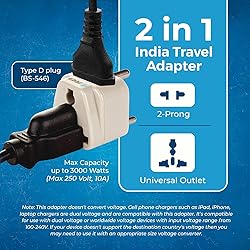 Orei Grounded Universal 2 in 1 Plug Adapter Type D