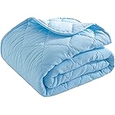 BEDSUM 100% Brushed Microfiber Down Alternative Toddler Comforter, Ultra Soft Lightweight and Warm Breathable Crib Quilted Blanket for Nursery Stroller Bed, 43x60 Inches, Aqua