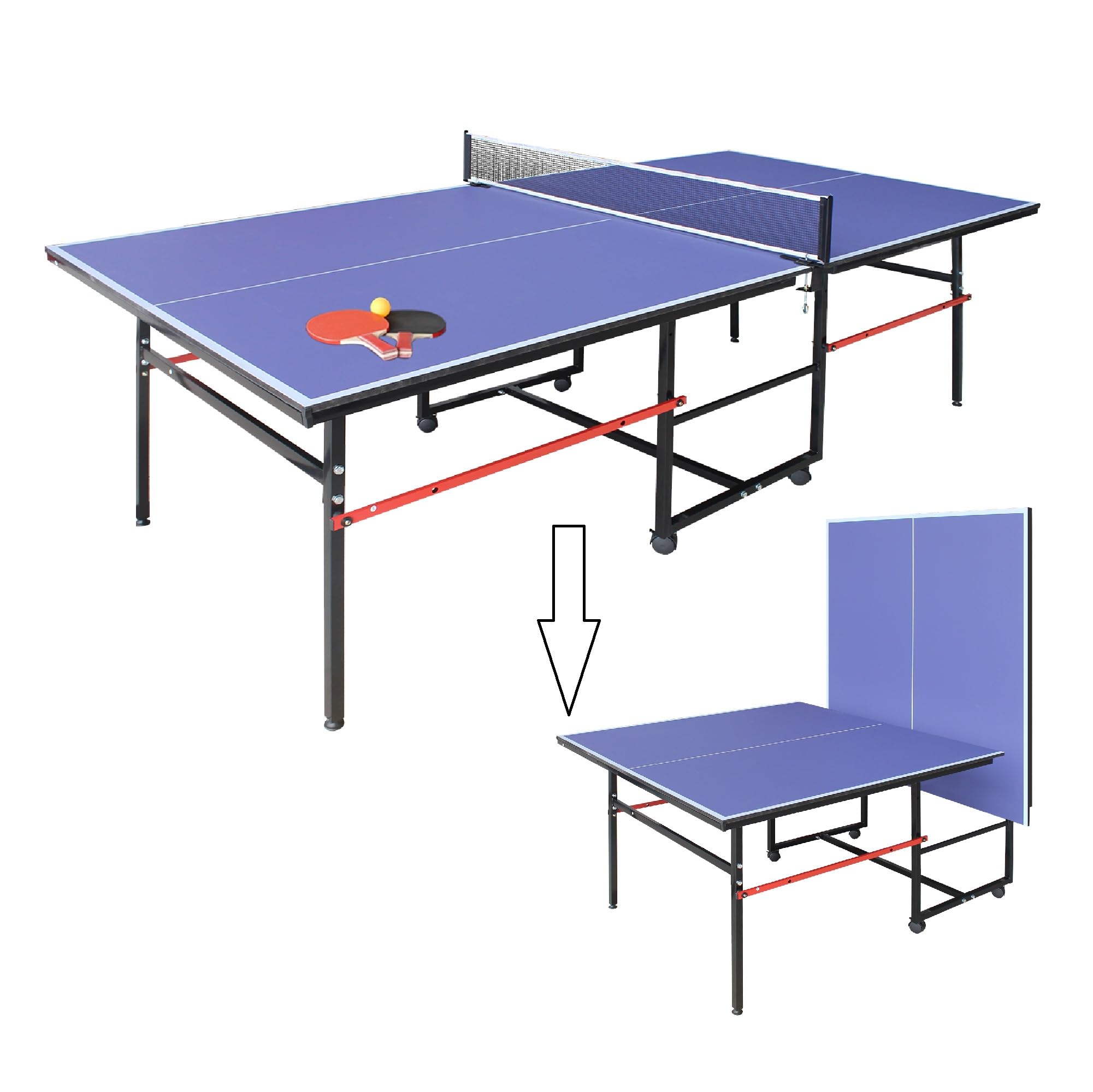 Photo 1 of ******SIMILAR ITEM****** Mid-Size Table Tennis Table, Foldable & Portable Professional Ping Pong Table for Indoor & Outdoor Games with Net, 2 Table Tennis Paddles and 3 Balls,Easy to Assemble (Blue, 8FT)